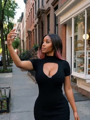 Nikki in one of her looks, the same face as in every post